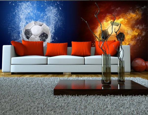 Wall mural with the image of soccer balls on the theme 