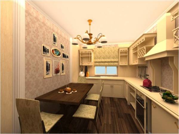 An example of how to decorate the walls in the kitchen in a classic style