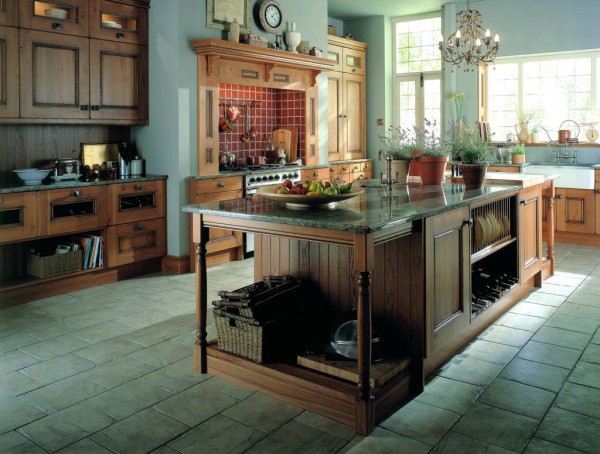 Country style interior with a predominant green color