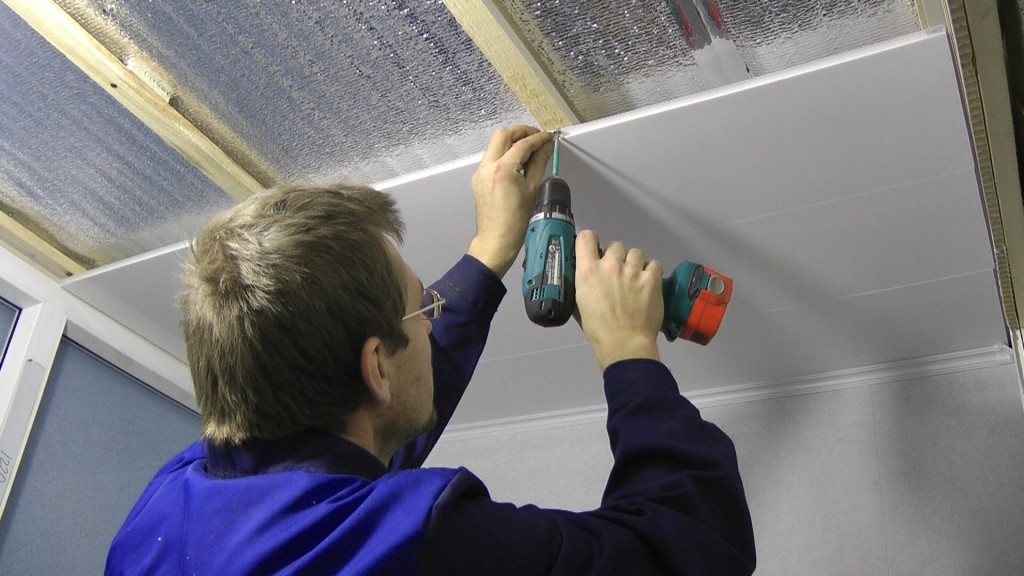 Installation of PVC ceiling on the balcony