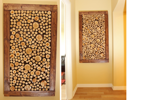 A wooden panel made of sawn tree branches can decorate even the simplest interior and design of a house or apartment