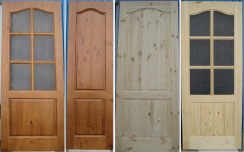 Softwood door panels in different colors