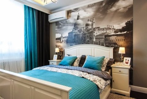 The use of photo wallpaper in the decoration of the bedroom