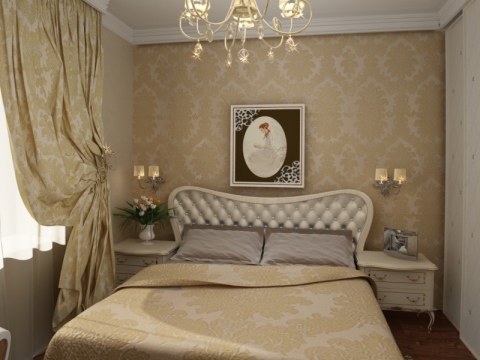 Wallpaper in the decoration of the bedroom