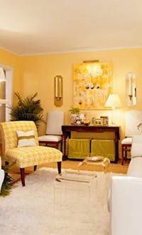 Living room decor in warm colors.