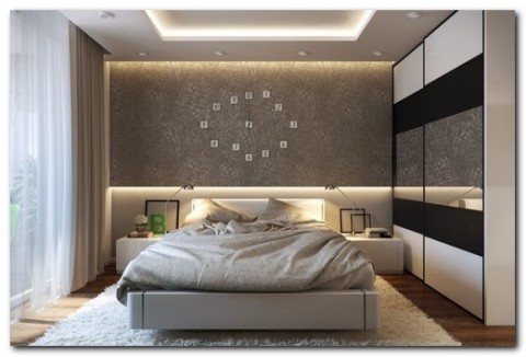 Wall decoration over the bed in the bedroom