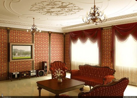 The use of wallpaper in the decoration of the living room