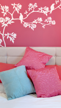 Joyful pink bedroom