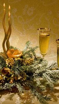 Champagne and pine twigs