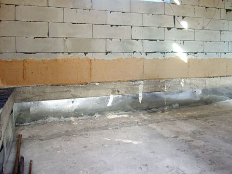 Plaster of a building basement