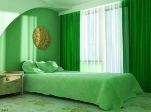 Bedroom in light green colors