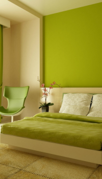 Walls of two colors in the bedroom