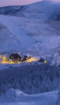 View of the village lost in the snow