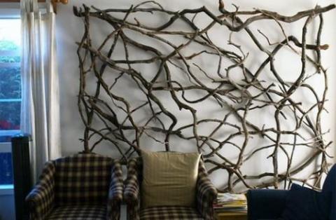 Wall decor from tree branches