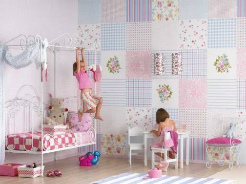 Nursery with patchwork walls