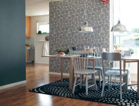 The combination of dark tones of wallpaper