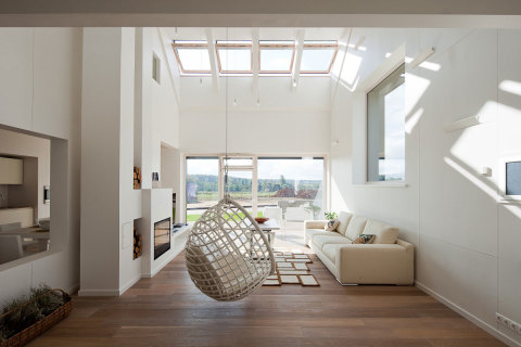 Living room with a second light and panoramic wall