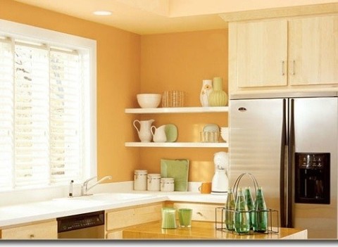 Kitchen in delicate colors.