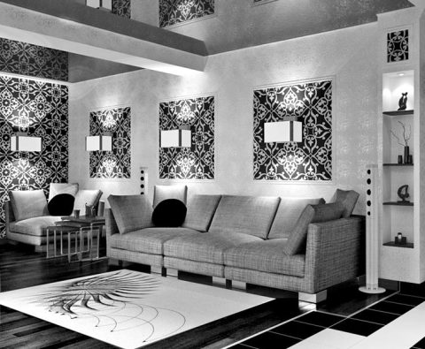 White and black colors will fit perfectly in the living room