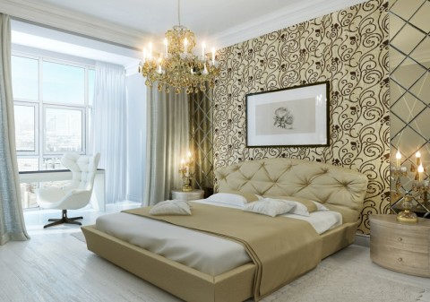 The style of wallpaper should fit into the overall interior, taking into account the lighting