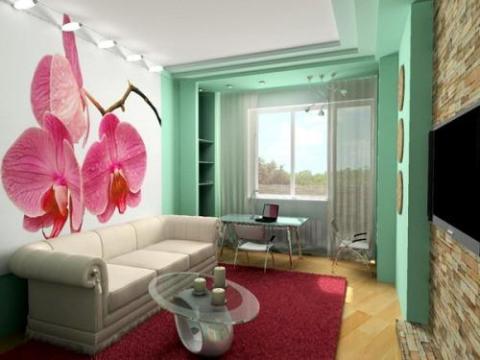 Light tones of wallpaper for a small living room