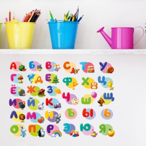 Learning letters with vinyl stickers