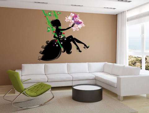 Vinyl wall sticker on photo