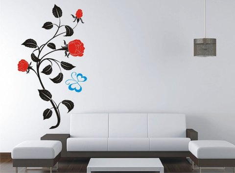 Vinyl sticker in the form of flowers for the living room