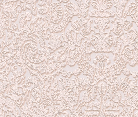 The convex relief of the wallpaper collects dust.