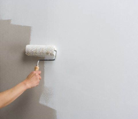 Priming the walls with a roller