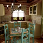 Log house: cozy Provence style kitchen