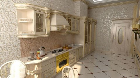 The standard embodiment of the classic style in the kitchen interior