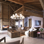 Interior design of a wooden house with a second light