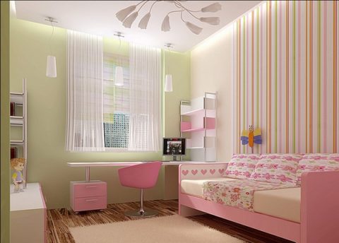 Room interior with subtle wallpapers