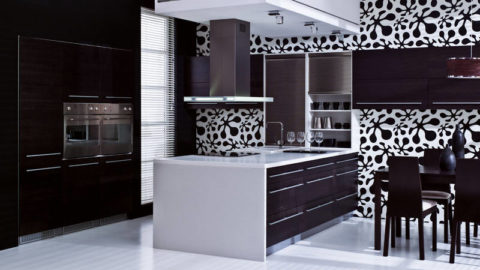 Black color in the interior of the kitchen