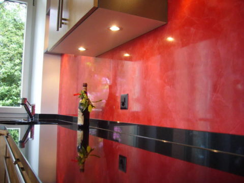 Decorative plaster in the interior of the kitchen