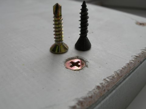 GKL is fastened with self-tapping screws, the caps of which remain in sight