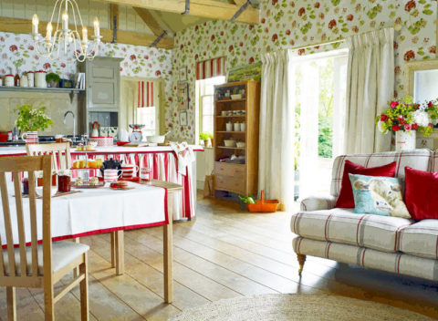 Rustic kitchen-living room