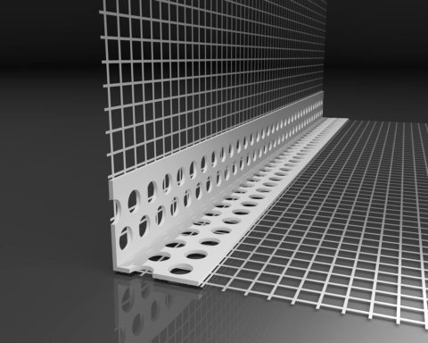 Plastic reinforcing profile with mesh