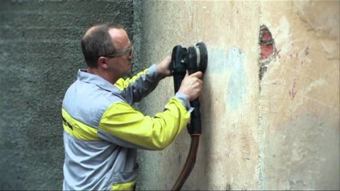 Sanding the wall