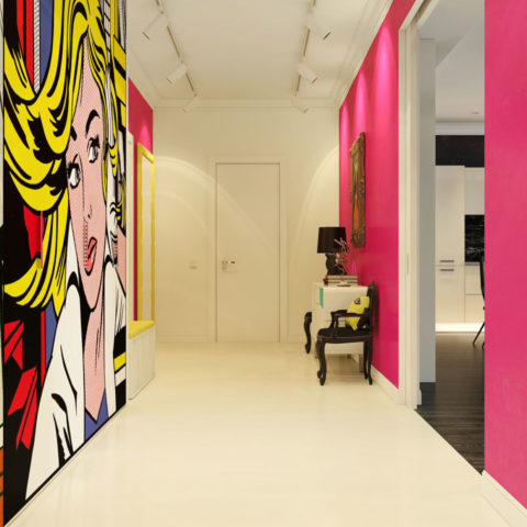 Decorative plaster for the hallway: pop art style