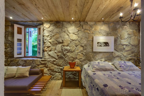 Rustic interior with stone stucco