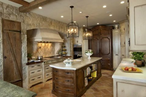 Photo of stone kitchen interior