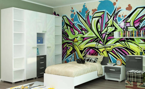 Graffiti mural for teenager room