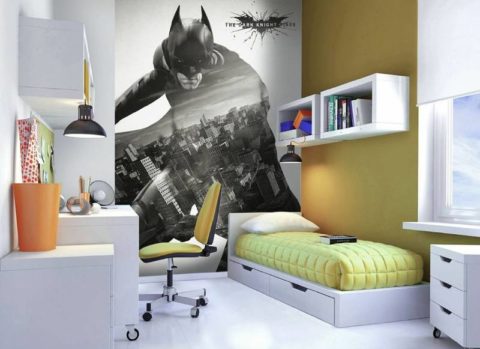 Wall mural with a superhero