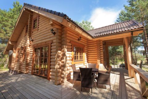 Country house made of wood in the forest