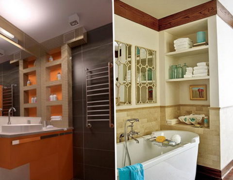 Decorating a bathroom with niche shelves