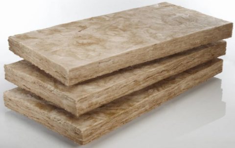 Glued slabs of mineral wool