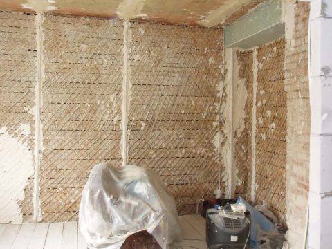 Typical partition in stalin - plaster on a wooden frame with shingles